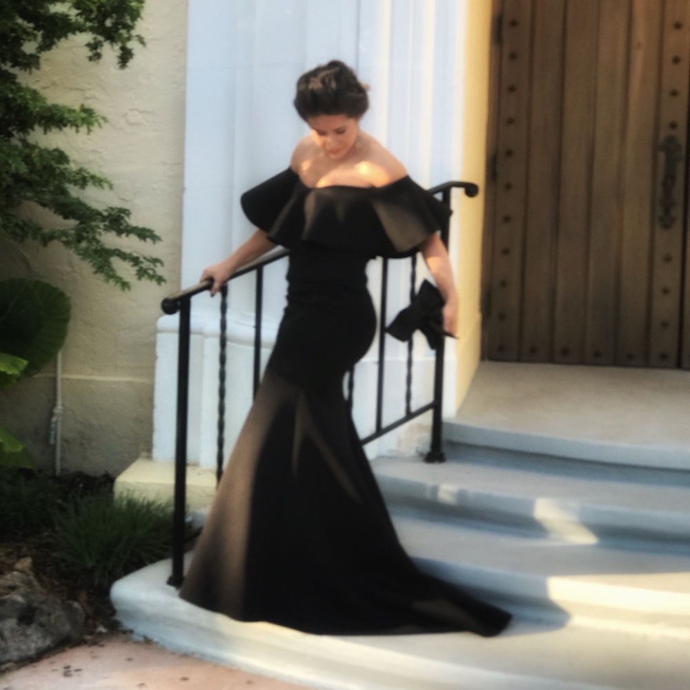 Black off the shoulder gown